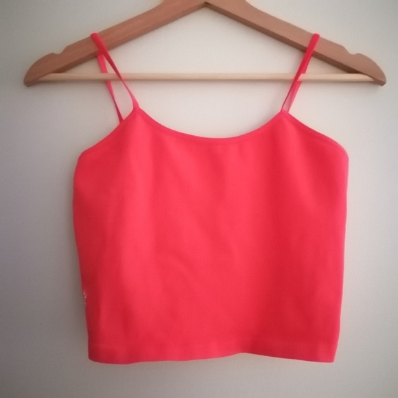 Free People Movement Strappy Back Cropped Tank Ribbed Neon Raspberry M/L (6-10) - Picture 2 of 15